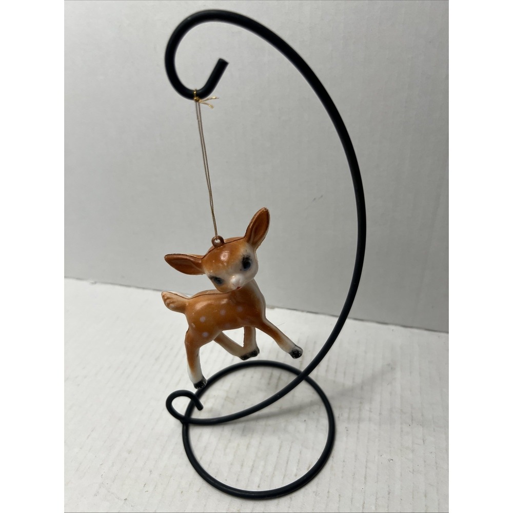 Vintage Big Eyes Deer Fawn‎ Ornament Blow Mold Made In Hong Kong Rudolph Bambi